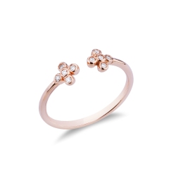 Anillo abierto oro rosa 18k con cruces en diamantes