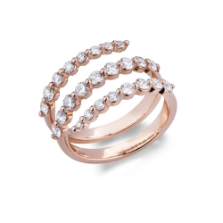 Anillo oro rosa 18k tres bandas con diamantes