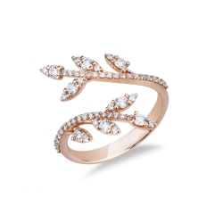 Anillo en oro rosa de 18k tu y yo con diamantes