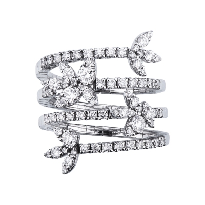 Anillo de resorte en espiral con diamantes