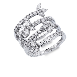Anillo de resorte en espiral con diamantes