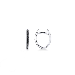 Pendientes ovalados de oro blanco con diamantes negros y acabados ennegrecidos