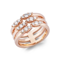 Anillo de banda en oro rosa de 18K con diamantes