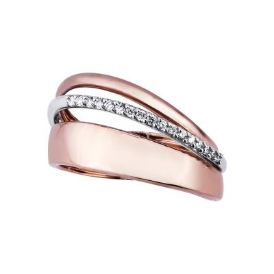 Anillo en oro blanco y rosa 18k con diamantes