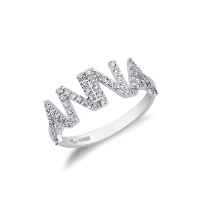 Anillo con nombre ANNA en oro blanco y diamantes
