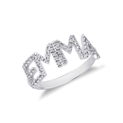 Anillo con nombre EMMA de oro blanco y diamantes