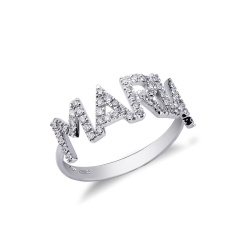 Anillo con nombre MARIA en oro blanco y diamantes