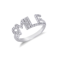 Anillo con letras SMILE en oro blanco y diamantes