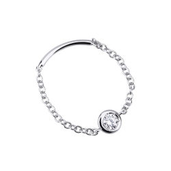 Anillo flexible en oro blanco de 18k con diamante 0,10 ct