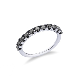 Alianza de oro blanco de 18 quilates con diamantes negros engastados 0,80 ct