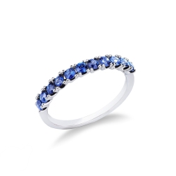 Anillo alianza oro blanco 18k con zafiros azules