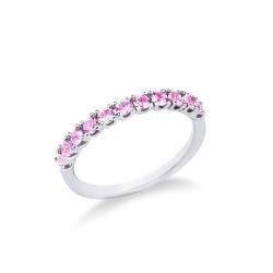 Media alianza Oro Blanco 18k con Zafiros Rosas