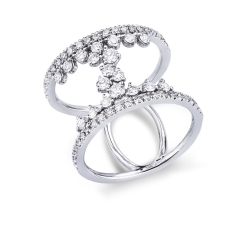 Anillo ancho de oro blanco 750 con diamantes 