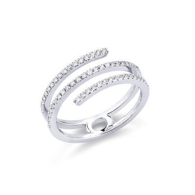 Anillo spiral en oro blanco de 18k con diamantes