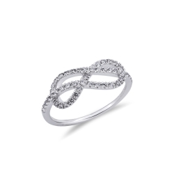 Anillo de nudo eterno en oro blanco de 18k con diamantes