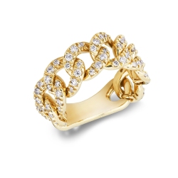 Anillo groumette flexible en oro amarillo 18k con diamantes