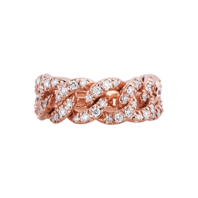 Anillo groumette oro rosa 18k con diamantes