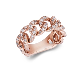 Anillo groumette oro rosa 18k con diamantes