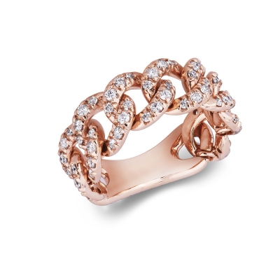 Anillo groumette oro rosa 18k con diamantes
