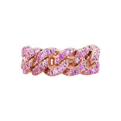 Anillo de oro rosa con zafiros rosas