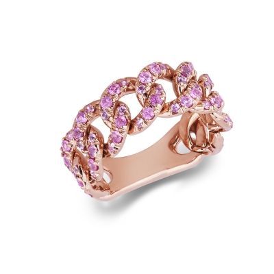 Anillo de oro rosa con zafiros rosas