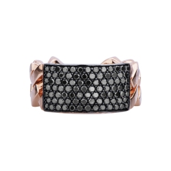 Anillo gourmette en oro rosa de 18 quilates con diamantes negros 2