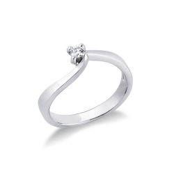 Anillo solitario 0,10 quilates y oro blanco 18 kilates