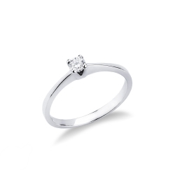 Anillo de compromiso en oro blanco de 18 kilates y diamante de 0,15 quilates