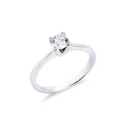 Anillo solitario en oro blanco de 18k con cuatro garras ct. 0,40