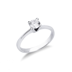 Anillo solitario diamante 0.50 ct oro blanco 18k cuatro garras