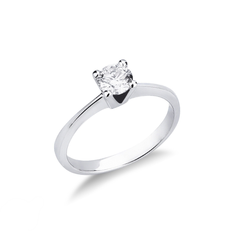 Anillo solitario diamante 0.50 ct oro blanco 18k cuatro garras