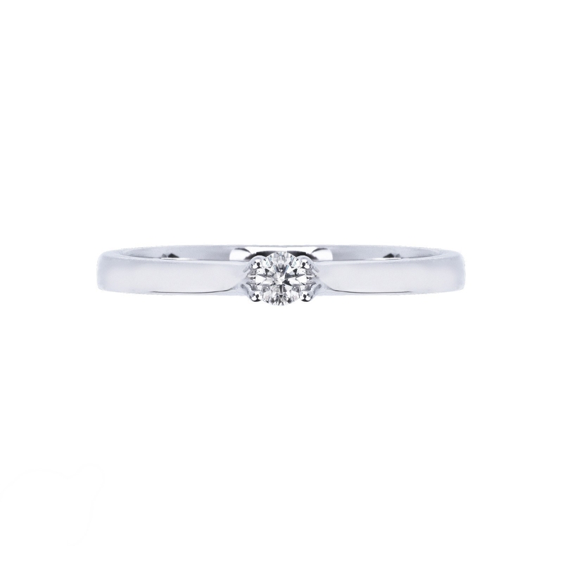 Anillo solitario diamante 0.15 ct oro blanco 18k cuatro garras