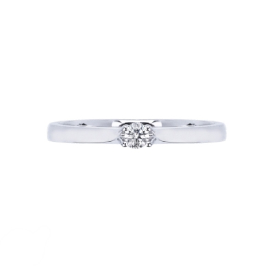 Anillo solitario diamante 0.15 ct oro blanco 18k cuatro garras