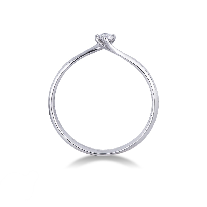 Sortija Clásica 4 Garras en Oro Blanco 18k con Diamante 0,10 ct