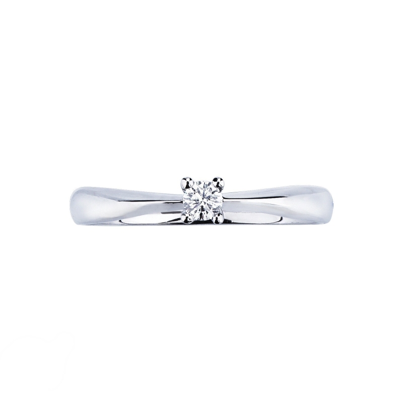 Anillo solitario diamante 0,10 ct oro blanco 18k