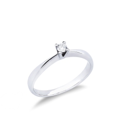 Anillo solitario diamante 0,10 ct oro blanco 18k