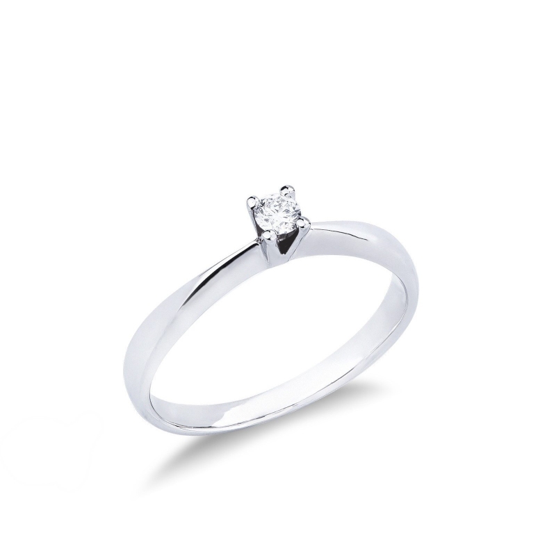Anillo solitario diamante 0,10 ct oro blanco 18k