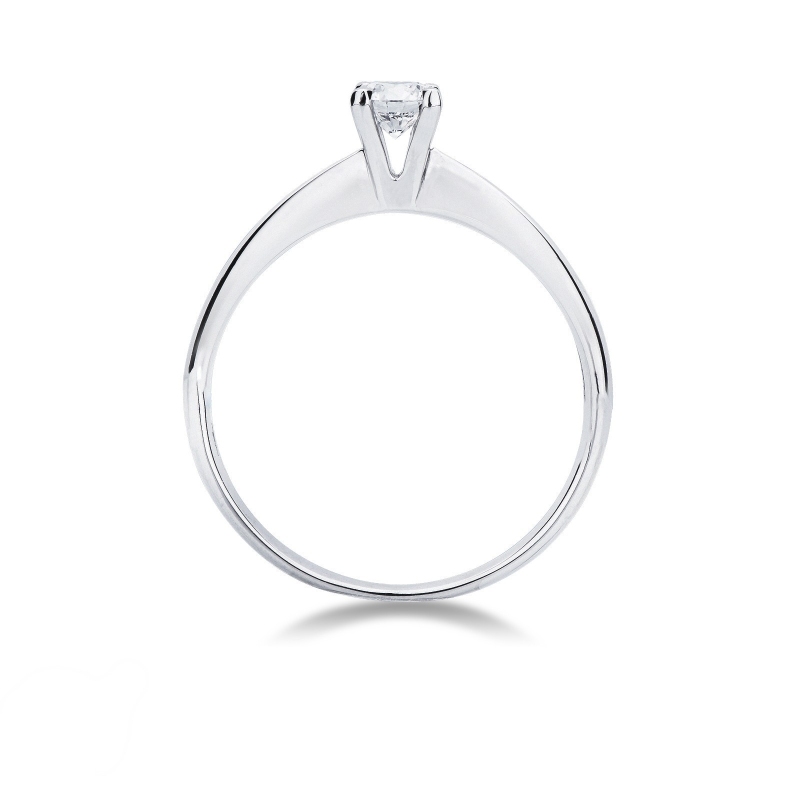 Anillo Solitario en Oro Blanco 18k con Diamante Brillante 0,30 ct