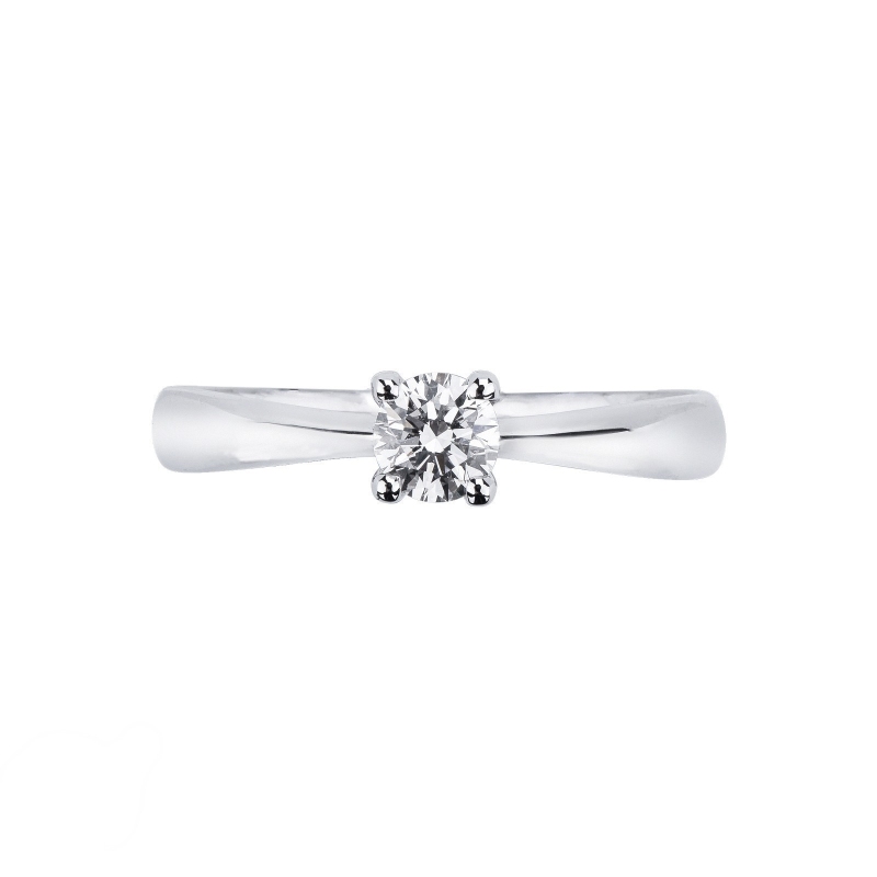 Anillo Solitario en Oro Blanco 18k con Diamante Brillante 0,30 ct