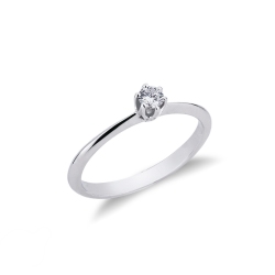 Anillo solitario de oro blanco con diamante de 0,15 quilates engastado en 6 garras