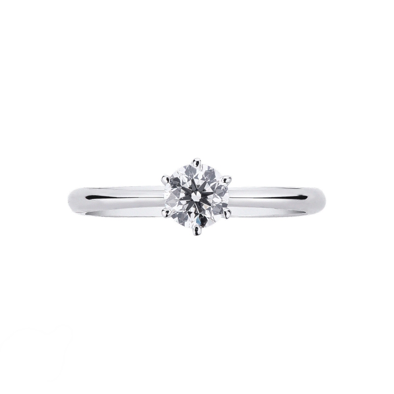 Anillo de compromiso con 6 garras en oro blanco de 18 kilates y diamante 0,50 quilates  Anillo de compromiso con 6 garras en oro blanco de 18 kilates y diamante 0,50 quilates