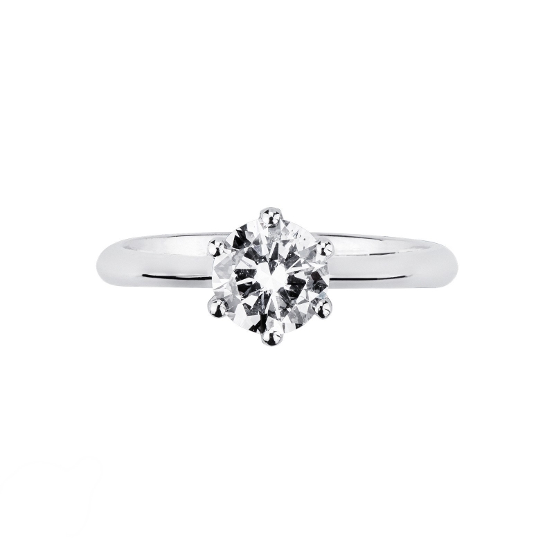 Anillo solitario de seis garras en oro 18 quilates con diamante ct. 0,90 Anillo solitario de seis garras en oro 18 quilates con diamante ct. 0,90