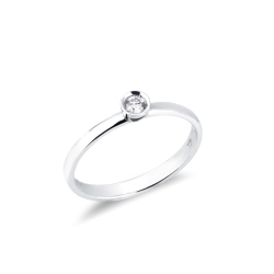 Solitario oro blanco y diamante a bisel 0,10 quilates