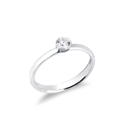 Anillo de compromiso solitario en oro blanco 18k y diamante 0,20 quilates