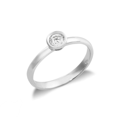 Anillo de compromiso con diamante solitario oro blanco 18k