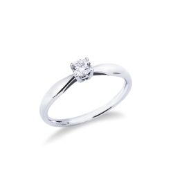 Anillo solitario en oro blanco de 18 kilates con diamante 0,25 quilates