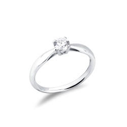Solitario 4 garras oro blanco 18 kilates con diamante 0,40 quilates