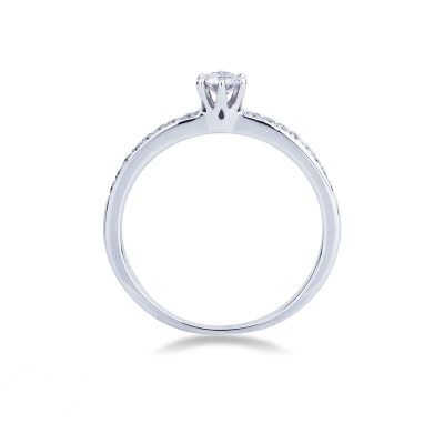Solitario en oro blanco 18 quilates con diamante central de 0,20 ct