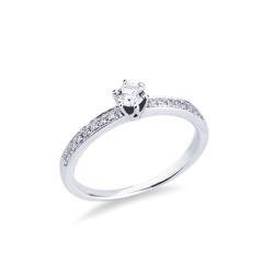 Solitario en oro blanco 18 quilates con diamante central de 0,20 ct
