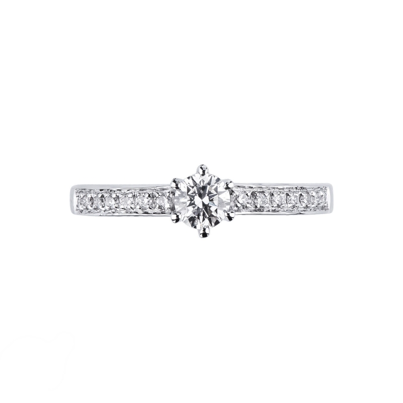 Anillo solitario en oro blanco 18 ct  central de 0,30 ct Anillo solitario en oro blanco 18 ct  central de 0,30 ct